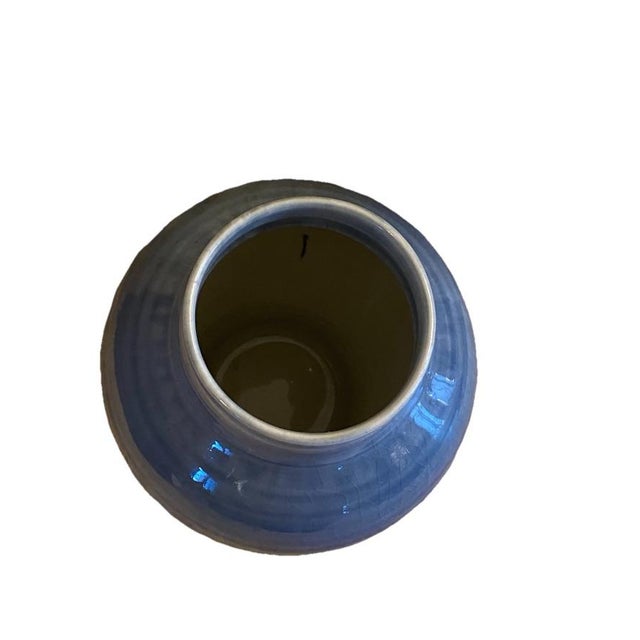 Traditional Vintage Glazed Blue Ombré Ceramic Studio Pottery Vase, Signed For Sale - Image 3 of 10