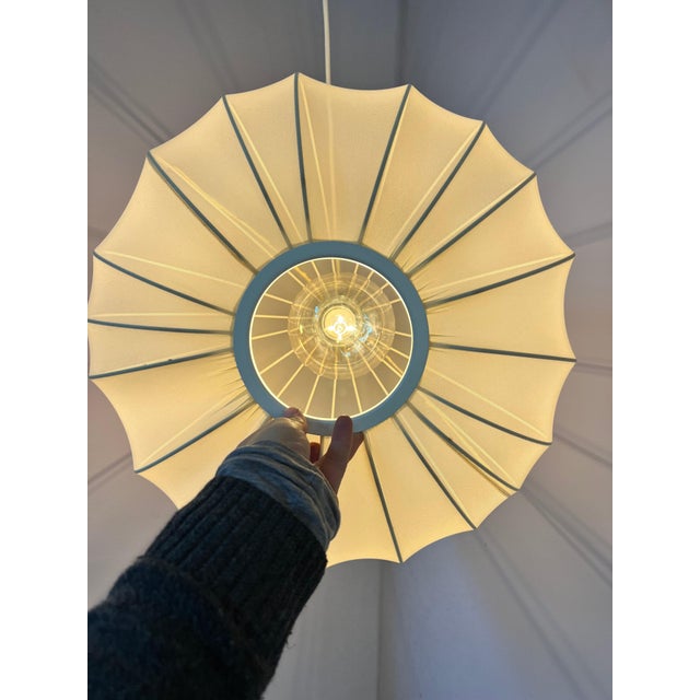 Metal Cream-Colored Pendant Lamp with Fabric Shade from Frandsen For Sale - Image 7 of 11