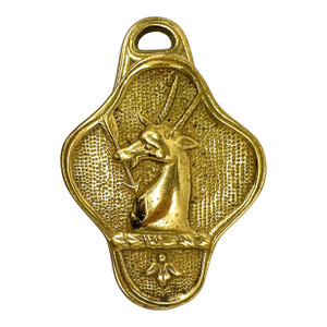 Vintage 1945 Randolph Brass Stag Wall Clip | Deer Head Paper Holder | Rustic Lodge Décor