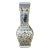 Vintage Oriental Porcelain White Blue Pink Color Flower Bats Graphic Art Vase For Sale