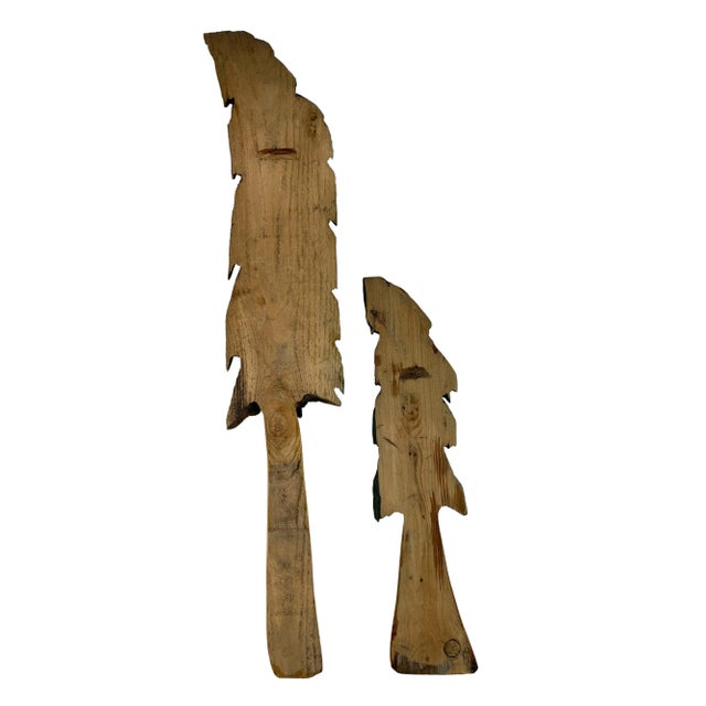 Cabin Handmade 36" & 24" Christmas Trees - A Pair For Sale - Image 3 of 5