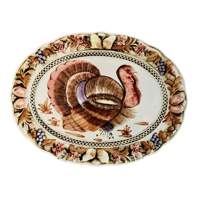 Vintage Colorful Turkey Platter, Towle Company For Sale