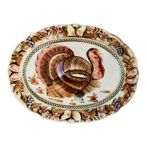 Vintage Colorful Turkey Platter, Towle Company