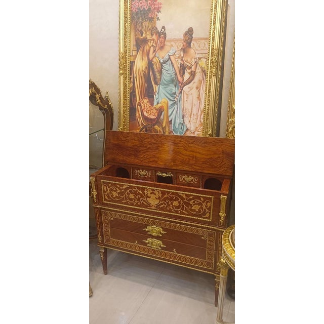 French 1960s French Louis XVI Secretary Desk | Mahogany Drop Front Writing Desk For Sale - Image 3 of 7