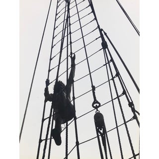 1981 Sailor Climbing Ship Mast Photograph For Sale