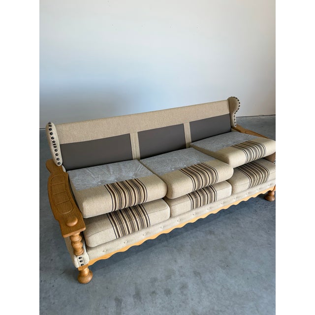 Mid Century Danish Brutalist Henning Kjaernulf Style Oak Sofa For Sale - Image 10 of 10