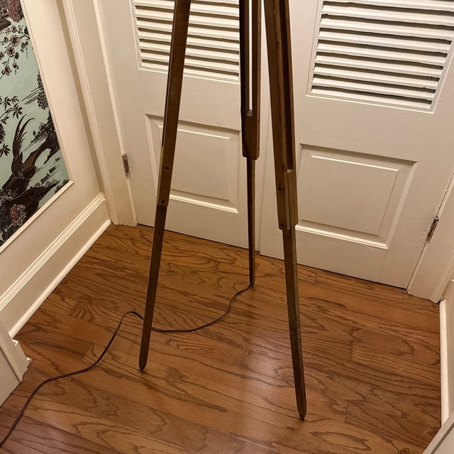 Brown Antique Surveyors Tripod Floor Lamp For Sale - Image 8 of 10