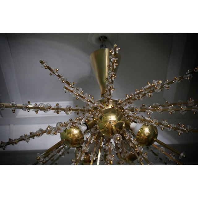 Gold Murano Art Glass and Brass Sputnik Chandelier, 1990s For Sale - Image 8 of 12