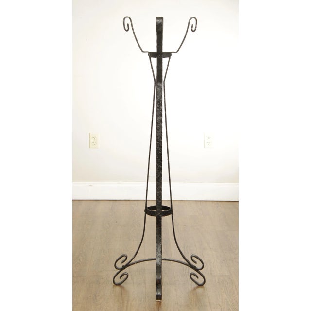 Early 20th Century Arts & Crafts Style Hand Forged Wrought Iron Plant Stands - A Pair For Sale - Image 5 of 13