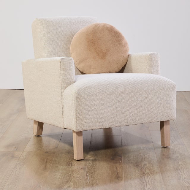 Wood Performance Fabric Modern Lounge Chair For Sale - Image 7 of 7