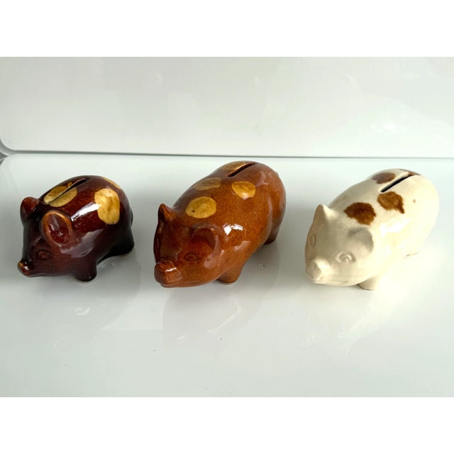Set of American Redware Spotted Pig Piggybanks For Sale - Image 4 of 6