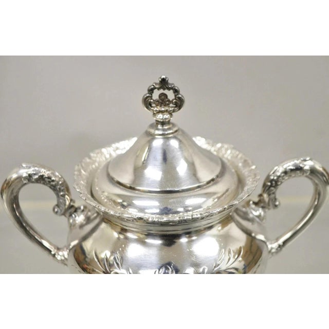 Antique Van Bergh Silver Plated Victorian Tea Serving Set W/ Monogram - 3 Pc Set For Sale - Image 12 of 12