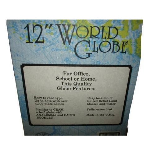 Wood George F. Cram Company 12 World Globe Blue Ocean 12" Tabletop Globe, Champagne Base For Sale - Image 7 of 9