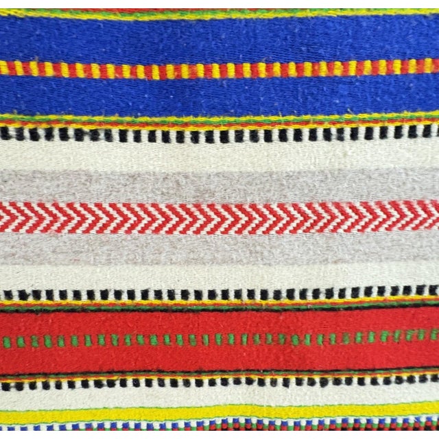 Mexican Vintage Mid-Century Mexican Hand-Woven Wool Serape — 83" X 57" For Sale - Image 3 of 9
