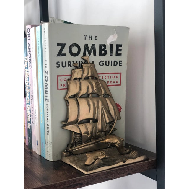 Brass 1960s Sailing Ship Bookends in Brass-a Pair For Sale - Image 8 of 10