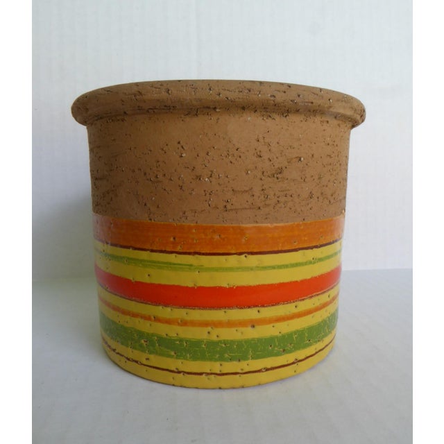 Designed by Aldo Londi, "Fascie Colorate" or "Color Striped" Series of Italian Modern vessels. This textured cylindrical...