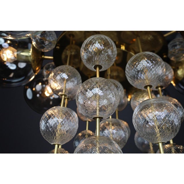 Monumental Czech Brass and Bohemian Glass Chandelier 1960s For Sale - Image 15 of 18