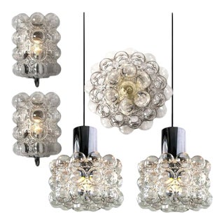 Bubble Glass Fixtures by Helena Tynell for Glashütte, Set of 5 For Sale