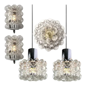 Bubble Glass Fixtures by Helena Tynell for Glashütte, Set of 5