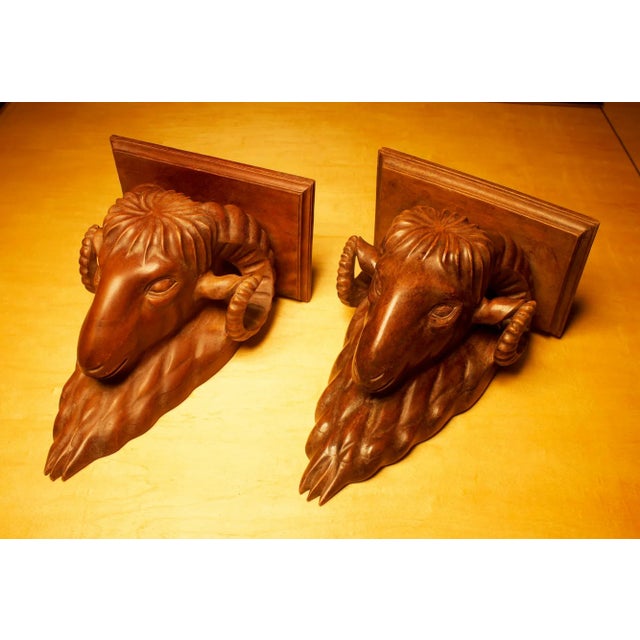 Antique Black Forest Ram Head Carved Wall Shelves- a Pair For Sale - Image 13 of 13