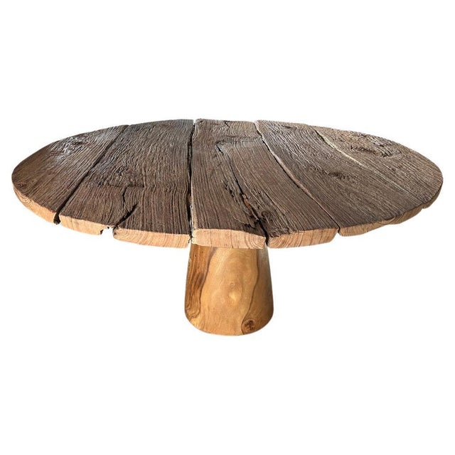 Andrianna Shamaris Wabi Sabi Round Teak Wood Table For Sale - Image 15 of 18