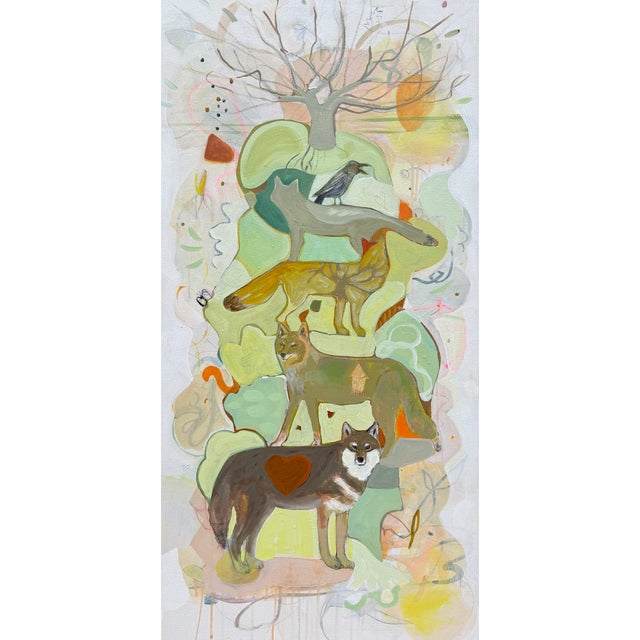Celadon “Celebrate Canids” Wolf, Coyote, Foxes Painting LWren Walraven For Sale - Image 8 of 9