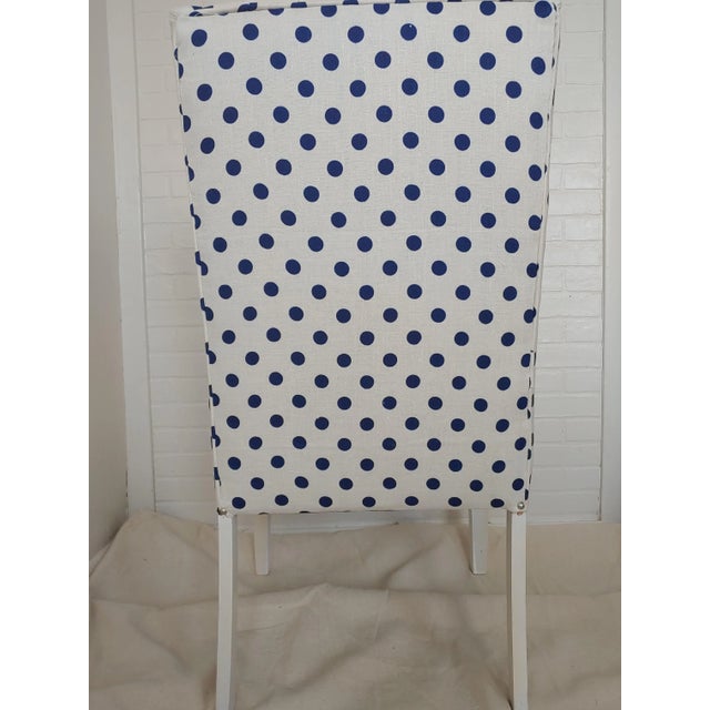 Traditional Vintage Art Deco Accent Chair in Linen Polka Dot Upholstery For Sale - Image 3 of 13