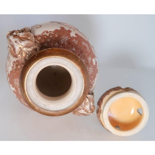 Antique Signed Japanese Satsuma Lidded Porcelain Censer, Meiji Period For Sale - Image 10 of 18