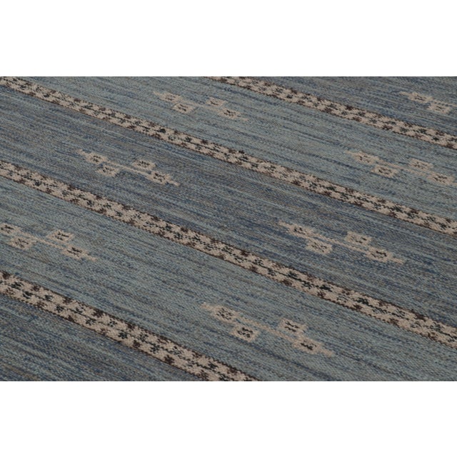 2010s Rug & Kilim’s Scandinavian Inspired Rug in Blue With Geometric Minimalist Pattern For Sale - Image 5 of 10