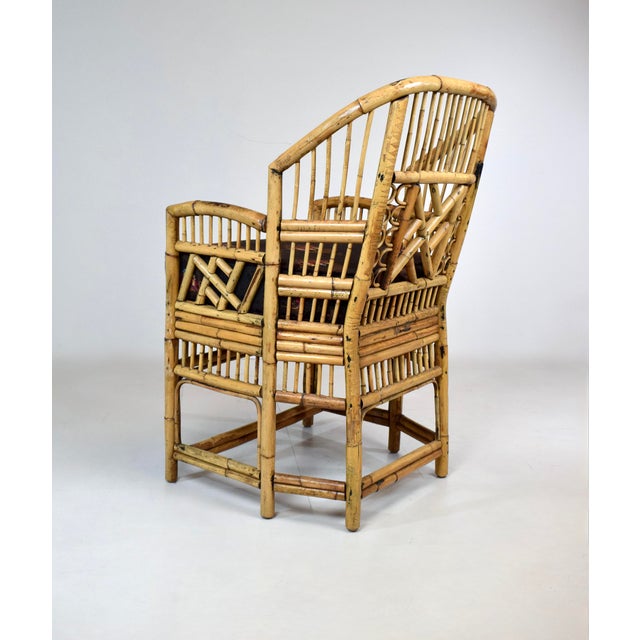 Amber Mid-20th Century Coastal Brighton Pavilion Bamboo and Cane Accent Chair For Sale - Image 8 of 12