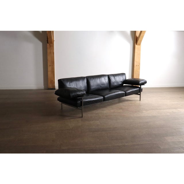 1960s Diesis Three-Seater Sofa in Black Leather by Antonio Citterio for B&B Italia, 1970s For Sale - Image 5 of 16
