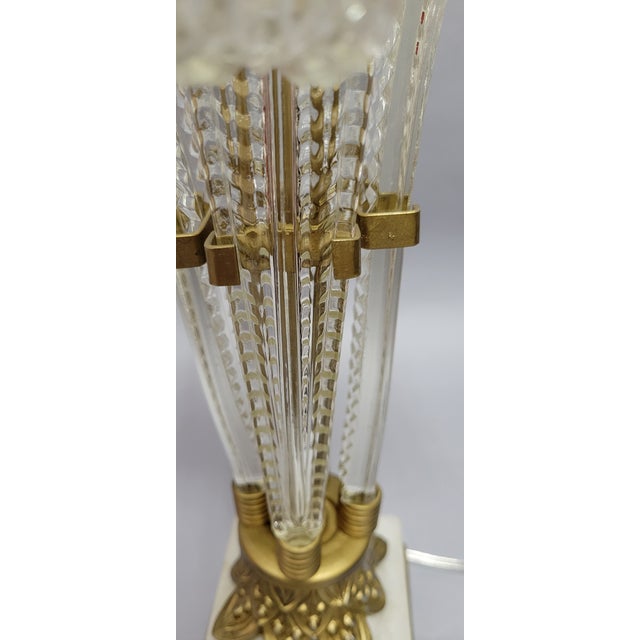 Vintage Crystal & Painted Cast Metal Table Lamp With Black Shade For Sale - Image 9 of 9