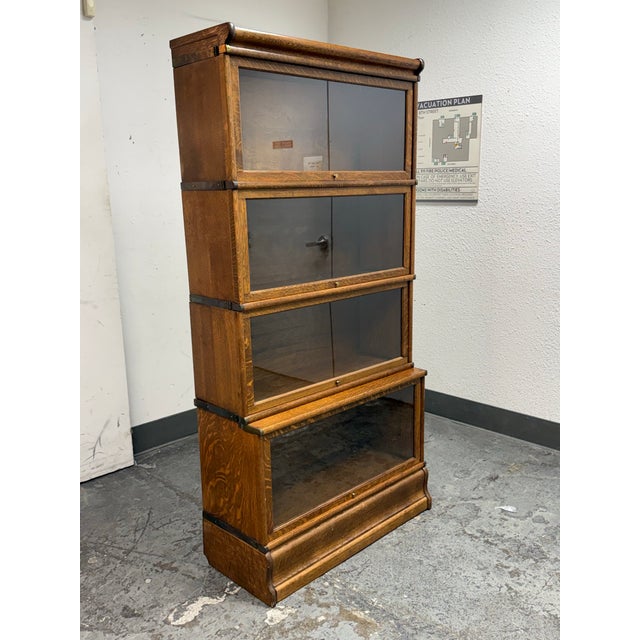 Traditional Globe-Wernicke Four Stack Barrister Bookcase, Circa 1930's For Sale - Image 3 of 12