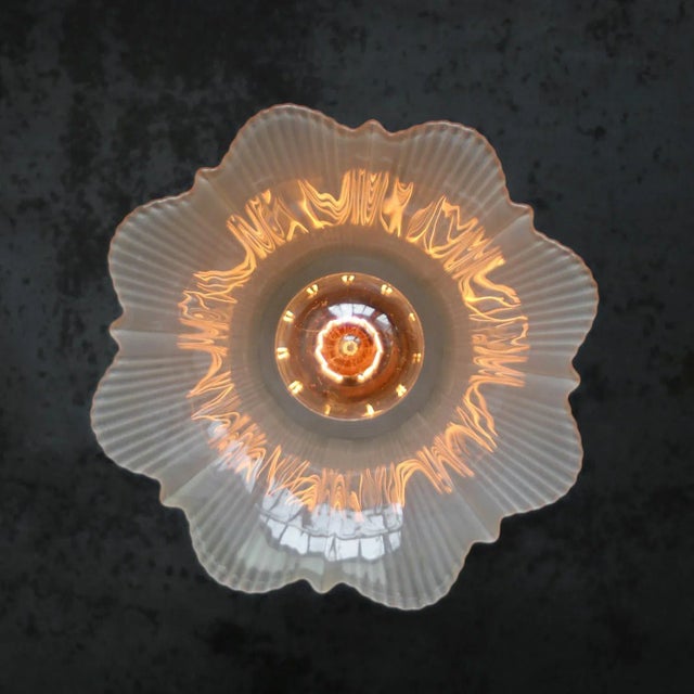 Satin Glass Cast Iron Brass Wall Lamp For Sale - Image 4 of 6