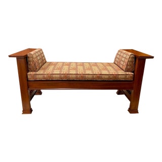 Craftsman Cherry Bench in Frank Lloyd Wright Textiles For Sale