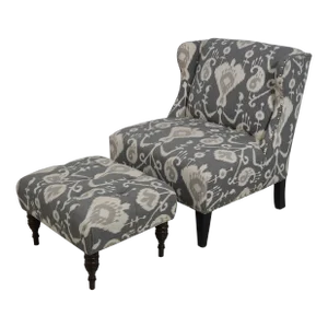 1990s Modern Design Upholstered Chair & Complimenting Ottoman