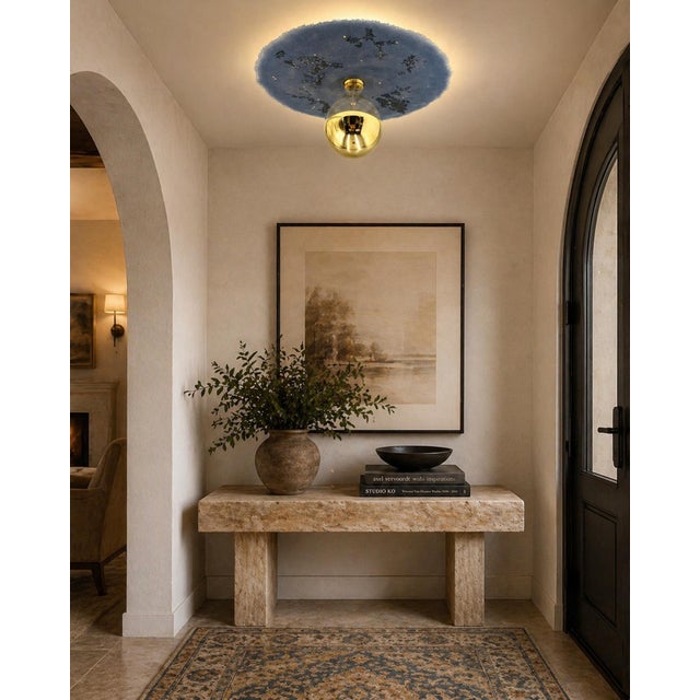 A striking contemporary Italian flush mount ceiling light designed and manufactured by Luca for Fermaluce, handcrafted in...