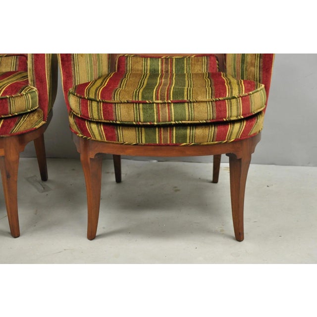 Vintage Mid Century Modern Walnut Panel Back Sculptural Lounge Arm Chairs - Pair For Sale - Image 14 of 16