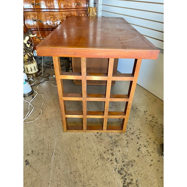 Mid-Century Modern Mid Century Wood Desk With Lattice Leg For Sale - Image 3 of 6