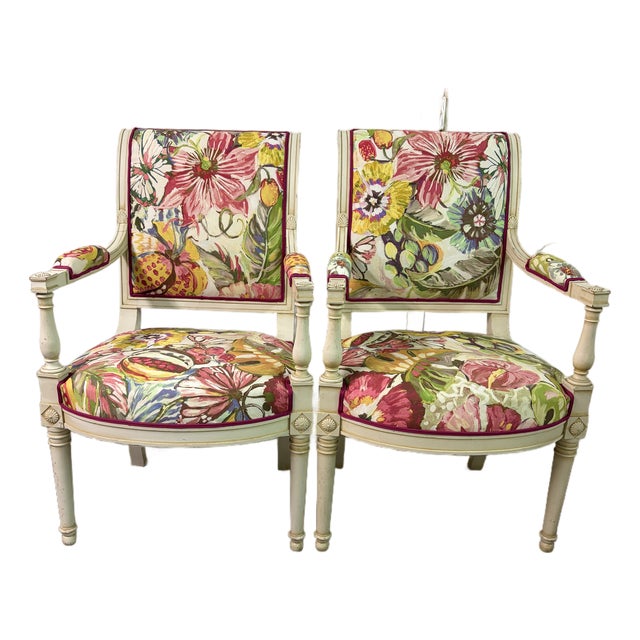 French Vintage Directoire Style Armchairs For Sale