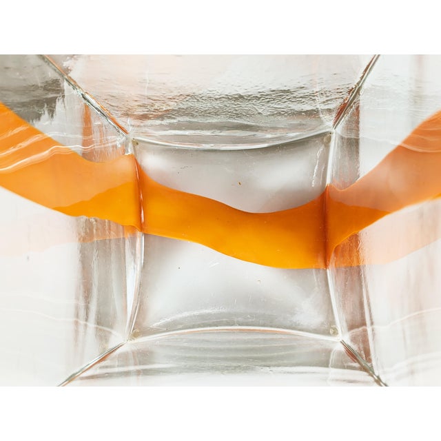 Orange Large Orange and Clear Murano Glass Vase by Cardin for Venini, 1970s For Sale - Image 8 of 13