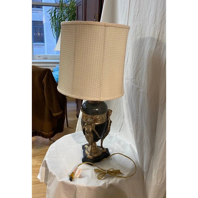 Black Maitland Smith Vintage Black Marble Lamp With Maenad Figures. For Sale - Image 8 of 13