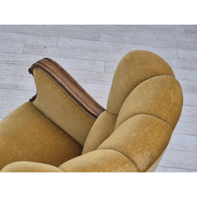 Danish Armchair in Oak and Yellow Furniture Velour, 1960s For Sale - Image 13 of 18