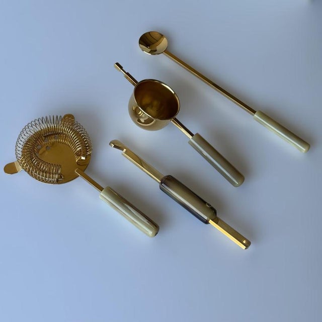 1970s Vintage 24-Karat Gold-Plated Cocktail Set from Guzzini, Italy, 1970s, Set of 4 For Sale - Image 5 of 11
