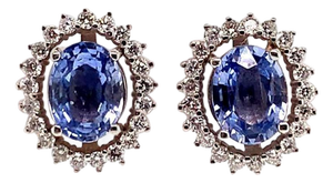 Diamond Sapphire Earrings 14k Gold 3.24 TCW Certified