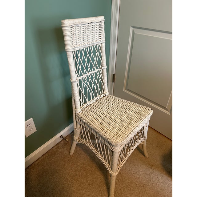 Early 20th Century White Wicker Desk and Chair Set With Basket Organizers For Sale - Image 6 of 6