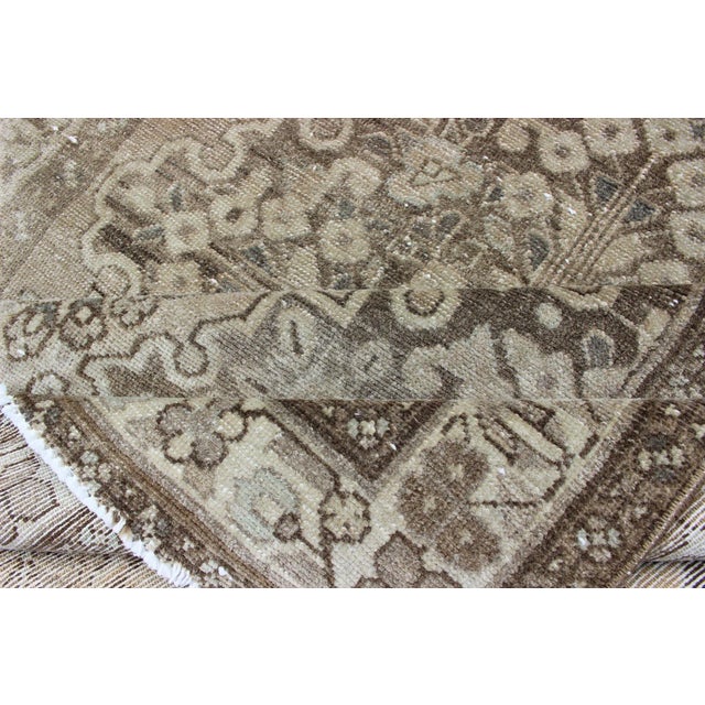 Earth Tone and Neutral Tone Vintage Persian Lilihan Rug With Medallion For Sale - Image 12 of 13