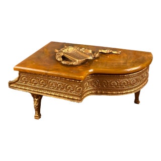 Vintage Thorens Swiss Marbled Butterscotch Bakelite Grand Piano Music Box For Sale