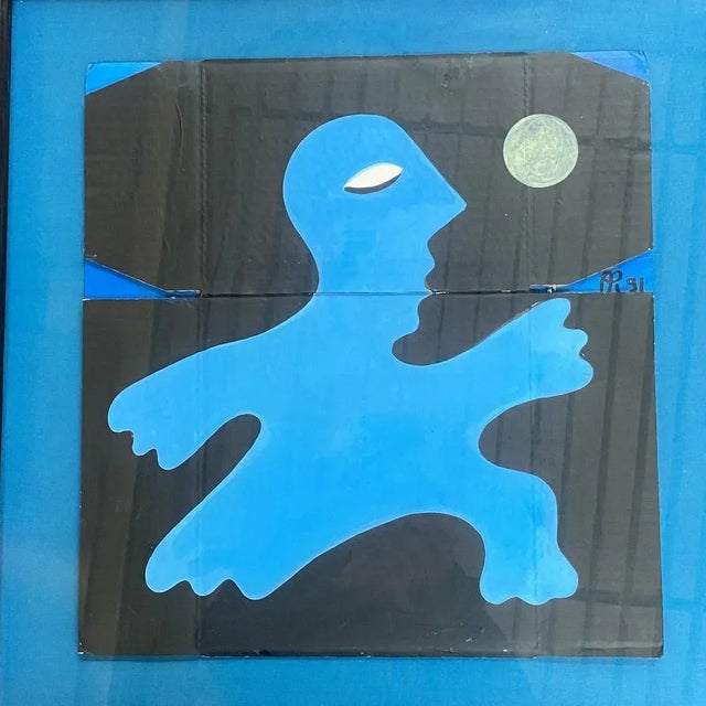 Alain Rothstein, The Blue Man, 1991, Oil on Cardboard, Framed For Sale - Image 4 of 4