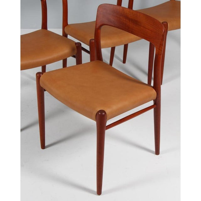 Dining Chairs in Teak and Full Grain Leather by N. O. Møller for J. L. Møllers, 1960s, Set of 4 For Sale - Image 6 of 10